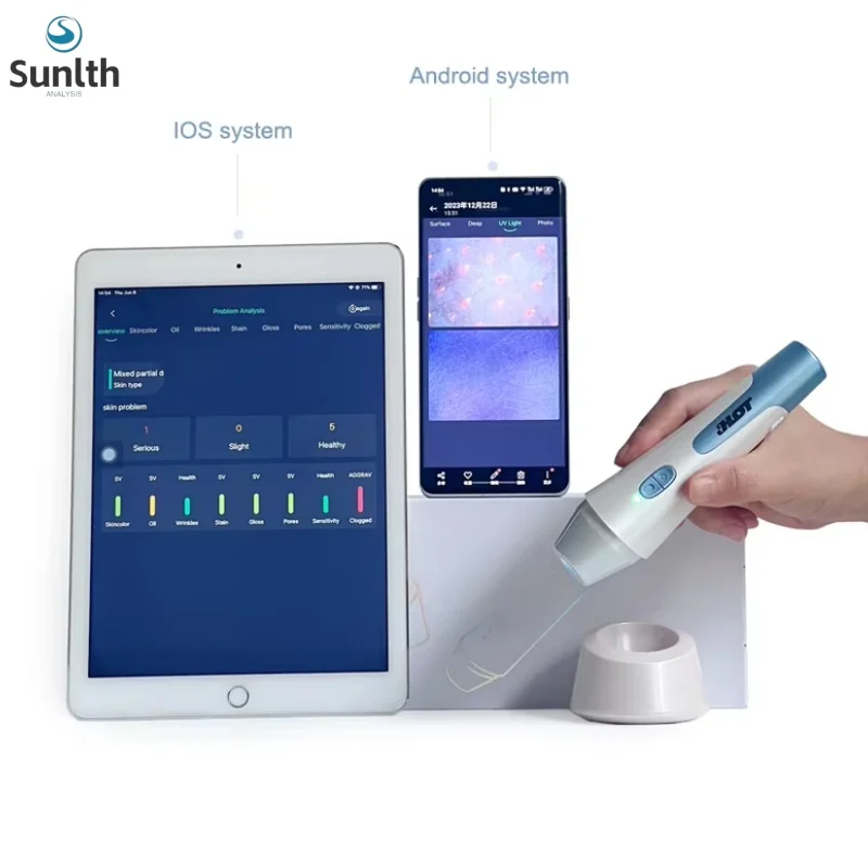 Portable Wifi Linked 200x Ai Intelligent Automatic Analysis Hair Follicle Scanner Scalp Skin Detector Analyzer For IOS Andorid