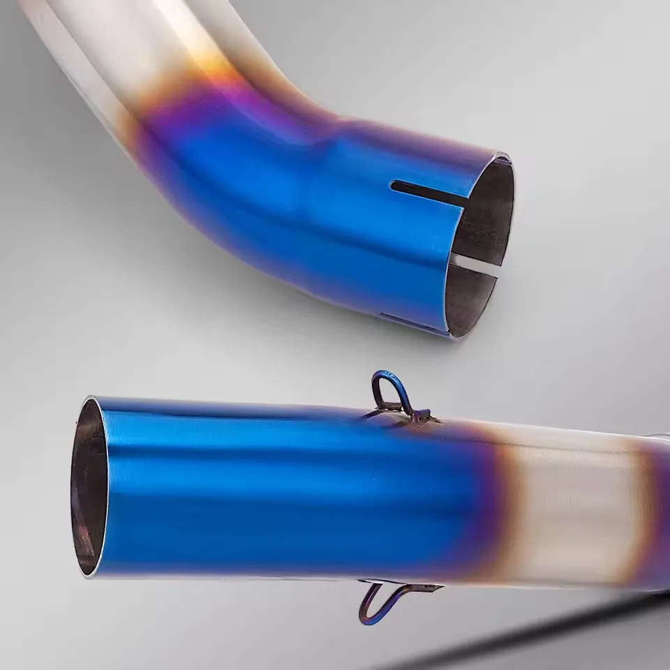 For KTM Adventure 250 390 2020-2024 Duke 390 250 390ADV Motorcycle Exhaust 51MM Mid Link Pipe Escape Slip-On With Blue Muffler