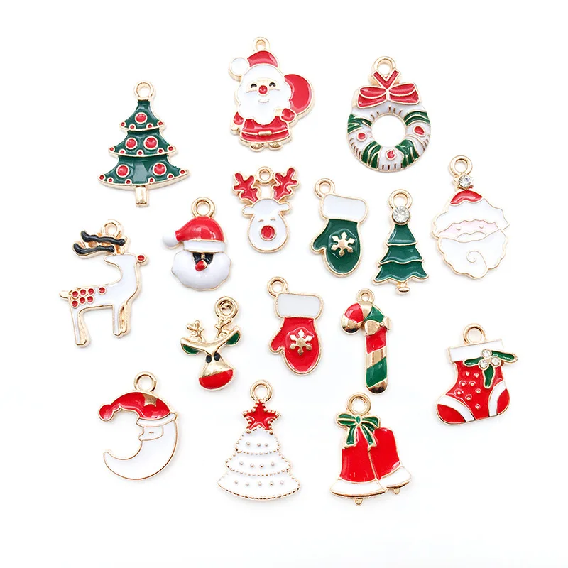 Random mix of 20 Christmas Drip alloy diy accessories Santa Claus Snowman bells Elk bracelet pendants