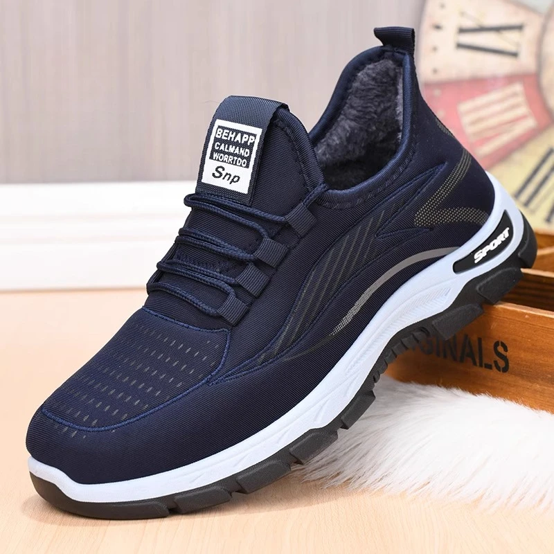 

Хлопковые ботинки, мужская зимняя тканевая обувь, мужская бархатная утолщенная теплая толстая подошва, нескользящая спортивная обувь для пожилых людей для папы