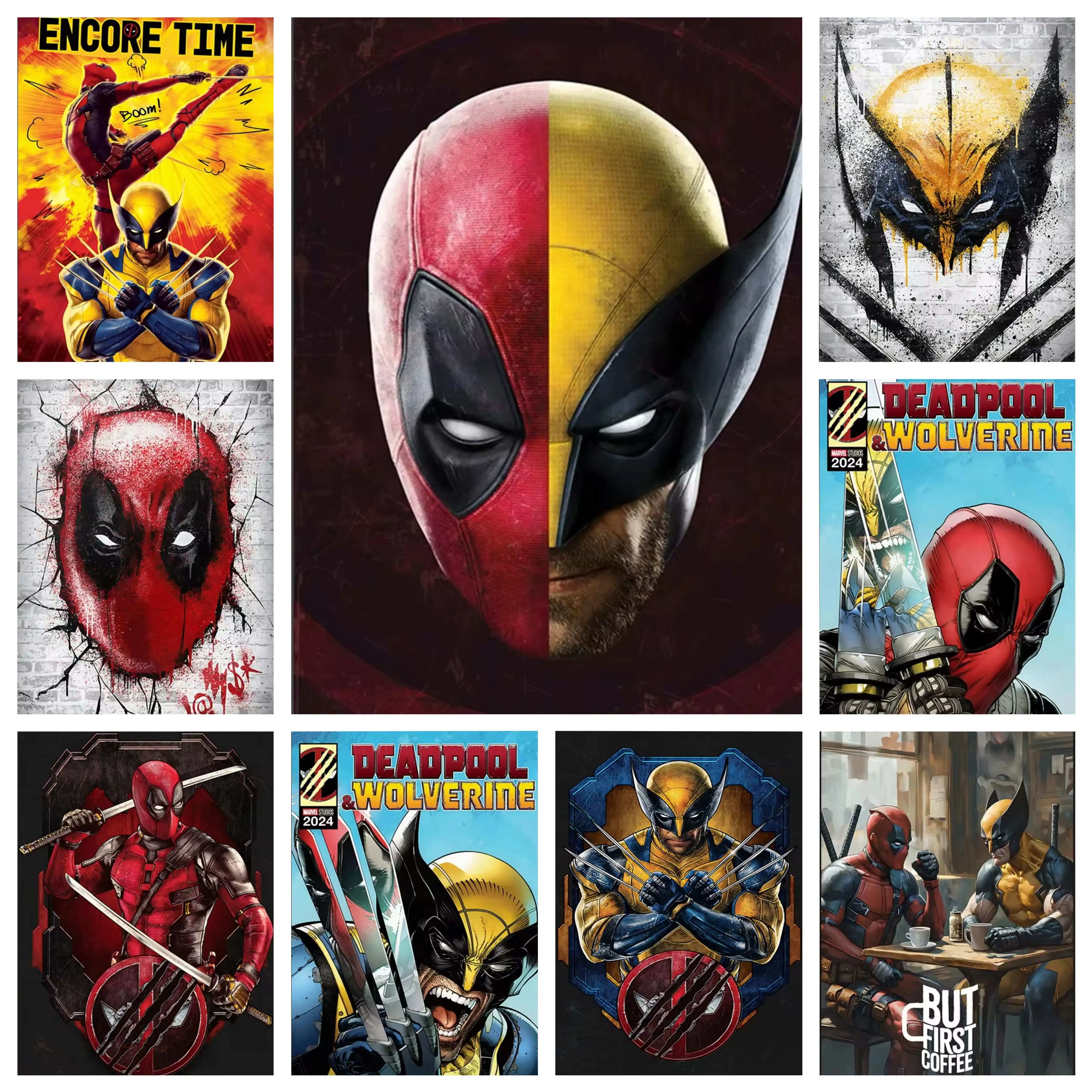 Deadpool and Wolverine 5D Diamond Painting Kit Marvel Superhero Full Square Round drill Embroidery Mosaic Art Decoration Gift