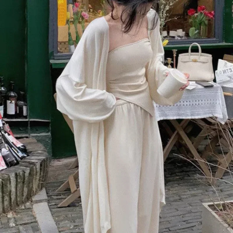 

Pop Pop 2024 New Versatile Knitted Cardigan Women's Summer Medium-Length Loose-Fit Outerwear Sun Protection Cover Ups Jacket Thi