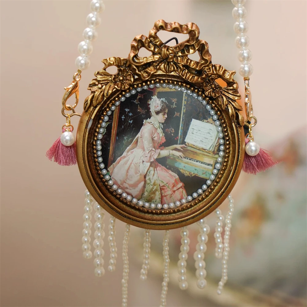 Embossed Resin Photo Frame Pearl Picture Frame Home Pictures Wall Decoration Retro Frame Wall Hanging Decorative Painting