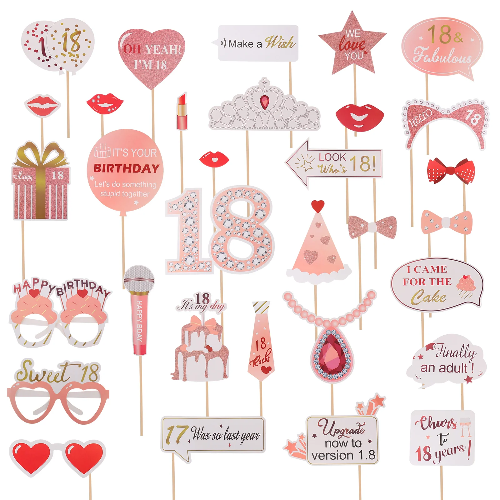 32 Pcs 18-year-old Photo Props 18th Birthday Party Beautiful Layout Fashionable Single Layer