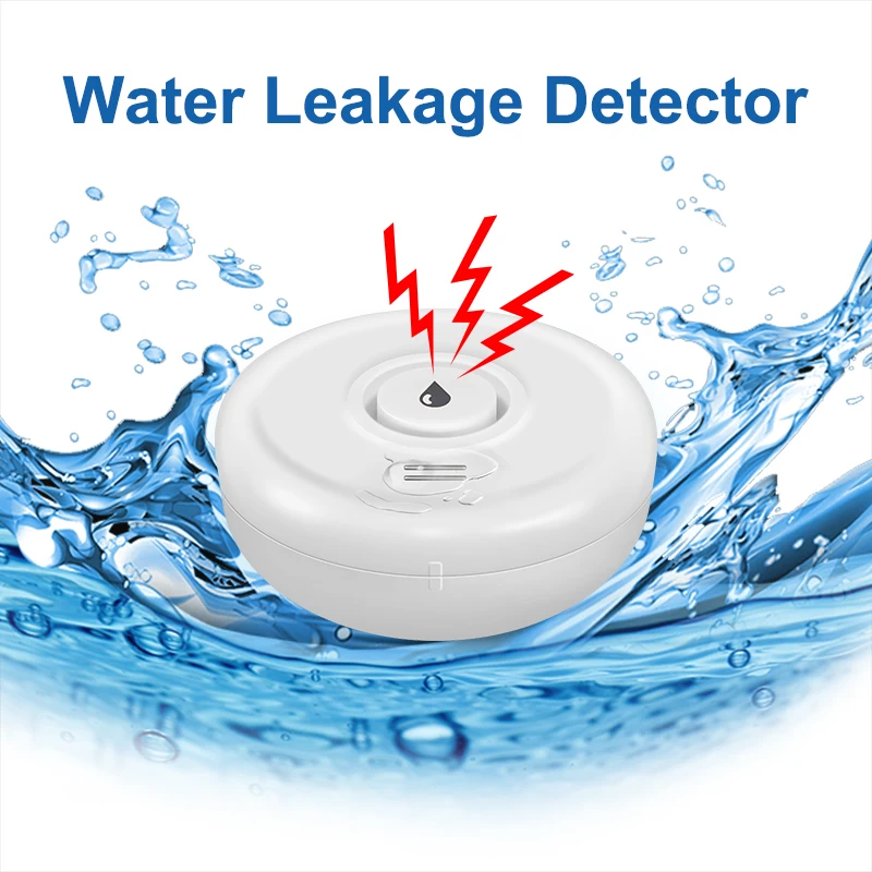 Water Leak Sensor 100dB Sound Alarm Detector Monitoring Kitchen Bathroom Basement Flood Leak Drip Alert Overflow Security Alarm