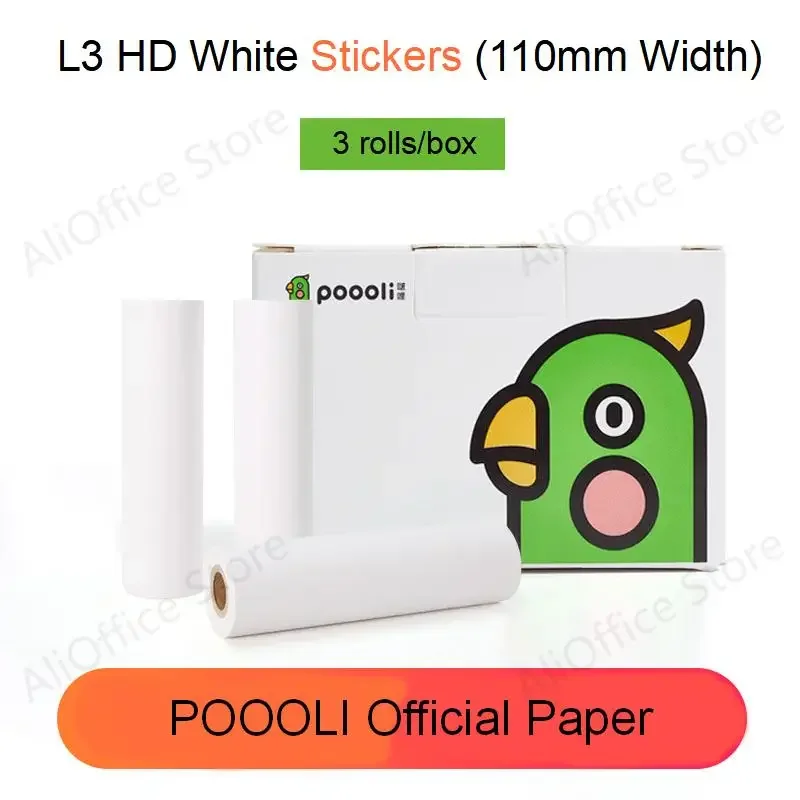 3 Rolls POOOLI Official Label Sticker Paper For L1 L2 L3  For Peripage A6 Paperang Baypage Bluetooth Photo Printer Sticker Maker