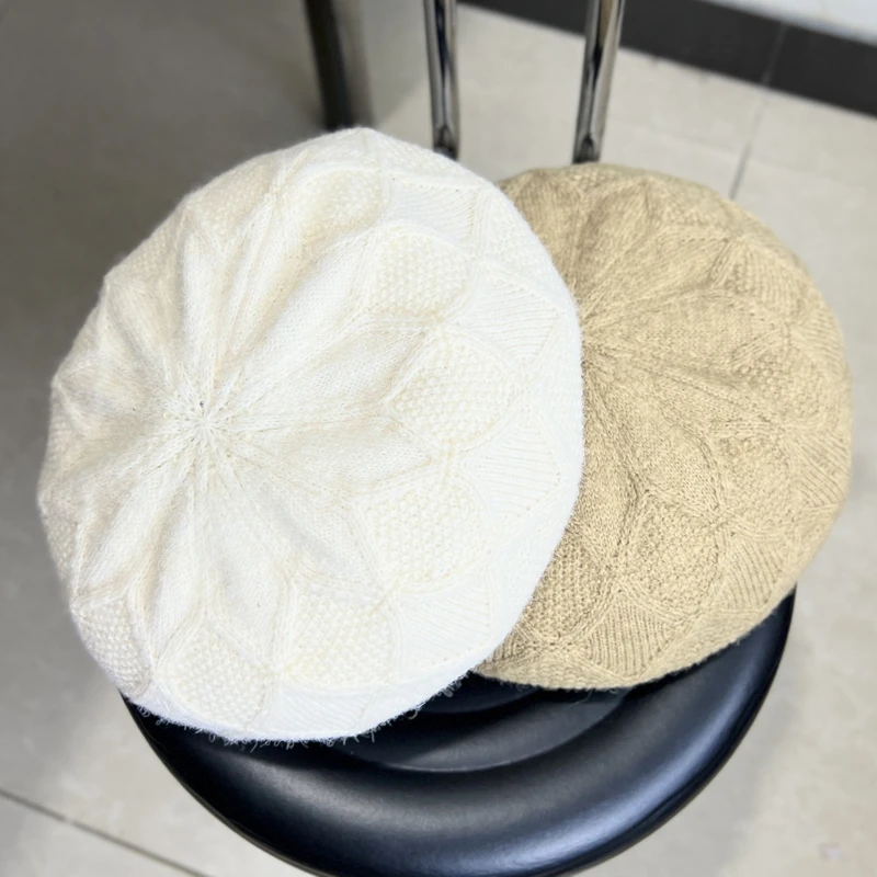 gemvie-レディース-ニットベレー帽-秋冬-ガールズ-無地-ベレー帽-八角形-ペインターハット