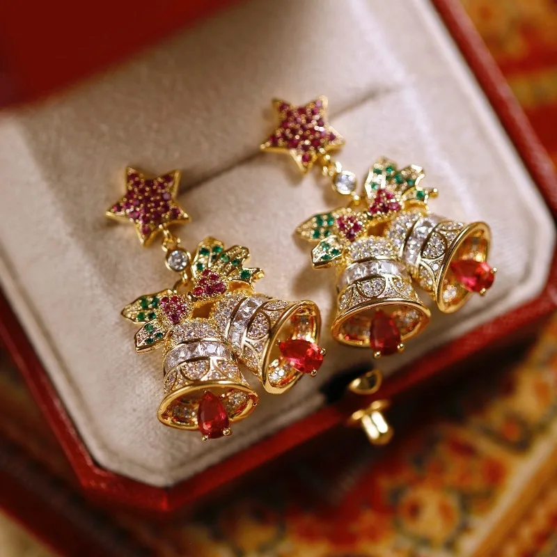 series-exquisite-shiny-zircon-light-luxury-festive-atmosphere-bell-star-earrings-ear-clips-for-women-holiday-party-jewelry-gift