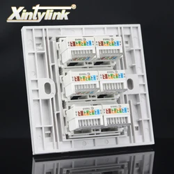 แผ่นหน้าแจ็ค RJ45แบบแยกส่วน6พอร์ต CAT5E CAT6แผ่นติดผนังแบบไม่มีเครื่องมือแผงปลั๊กไฟสีขาวขนาด86มม.