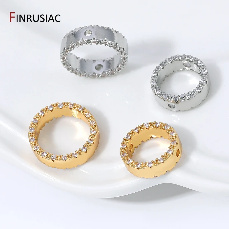 18K vergoldeter Messing-Perlenkäfig für Schmuckherstellung, Zirkon-Rundrahmen-Abstandsperlen für DIY-Armband-Zubehör – Detail 16