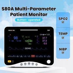 Patient Monitor Medical Vital Signs SPO2/ECG/PR/NIBP Heart Rate Multi-Parameter with 10 Languages for Adult Pediatric Neonate