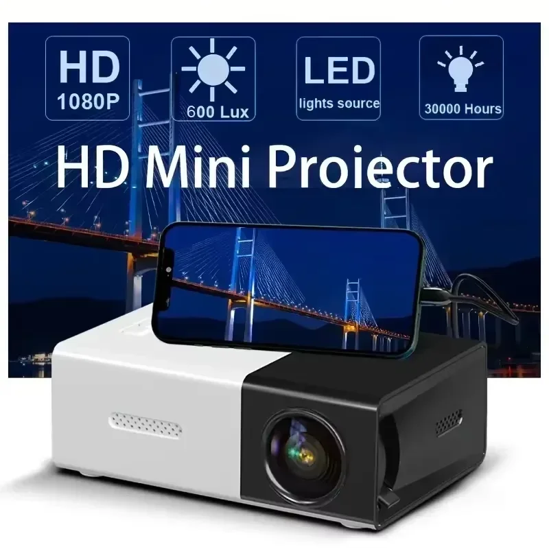 Miniproyector láser portátil YG300 para cine en casa, TV inteligente, 3D, LED, 4k, 1080P, película a través del puerto HD