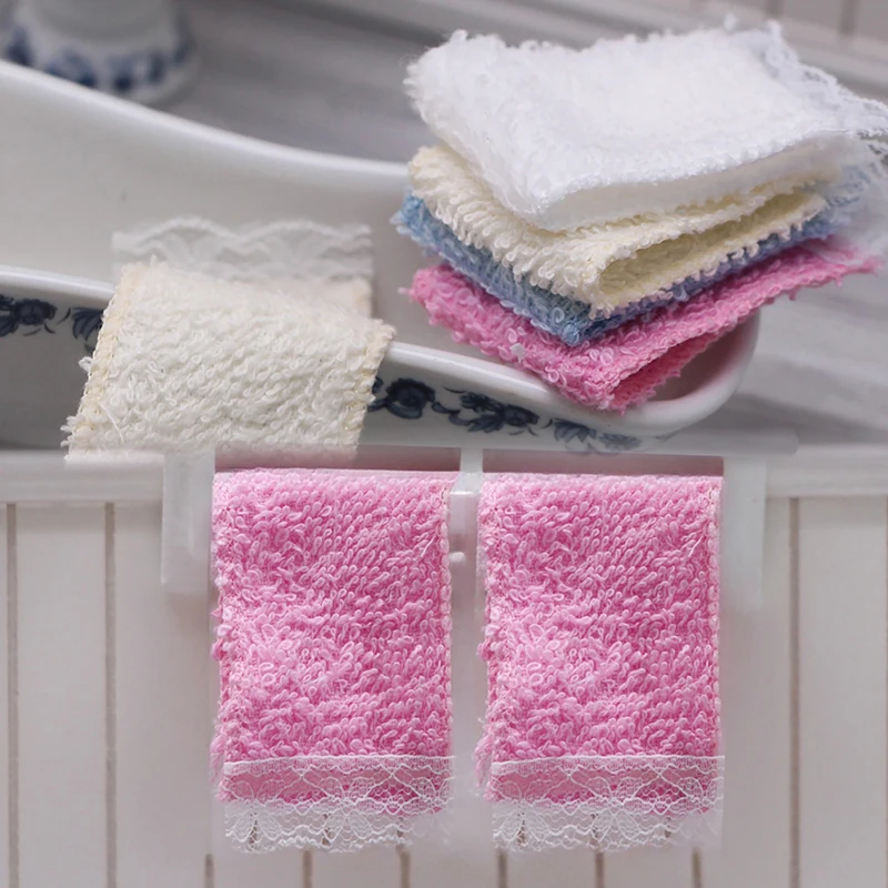 1PC Dollhouse Miniature Accessories Mini Bathroom Hand Towel Model for Doll House Decoration