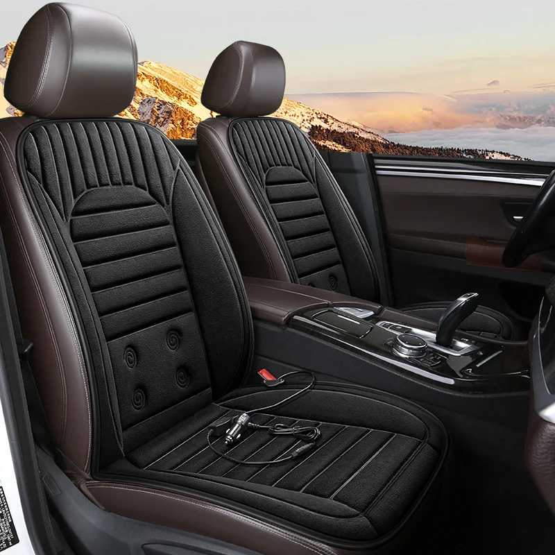 12V Car Heated Seat Cushion Single Seat Version, 45 ° C/55 ° Adjustable Temperature, Automatic Temperature Control, Anti-Slip Particle-Based Base Fabric, Fixed Strap Installation Design.