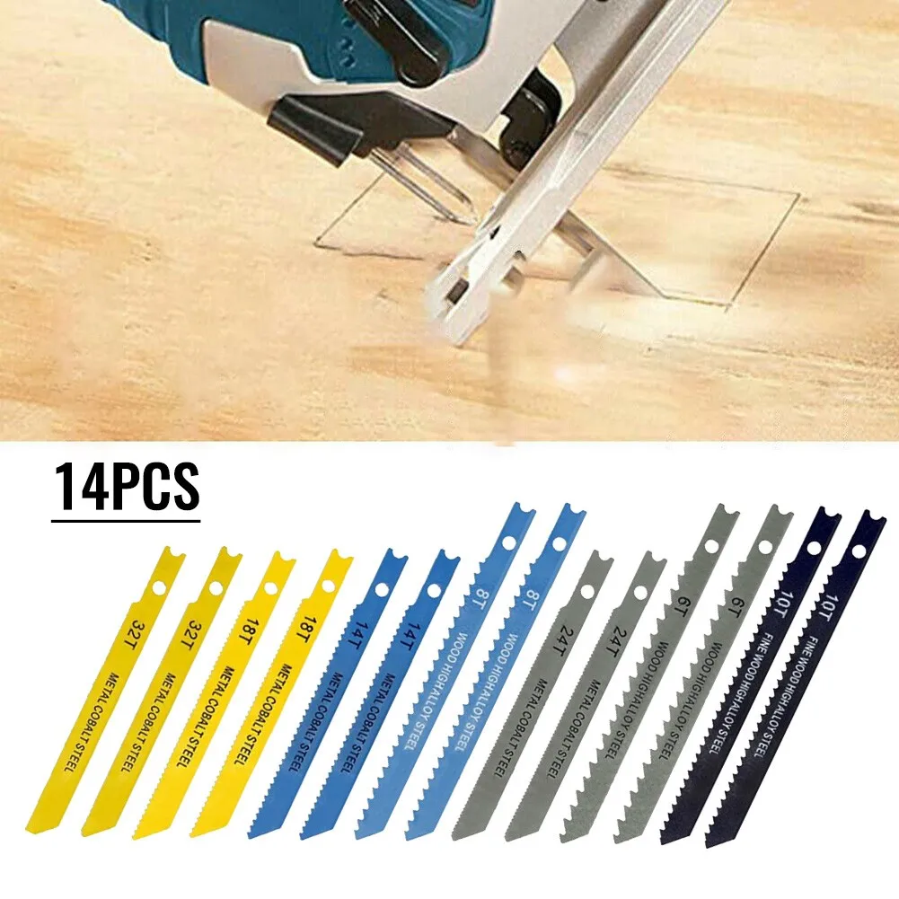 14Pcs/set Jigsaw Blades Assorted U Fitting Jigsaw Blades Set For Wood PVC Plastic Aluminum Sheet Metals Cutting