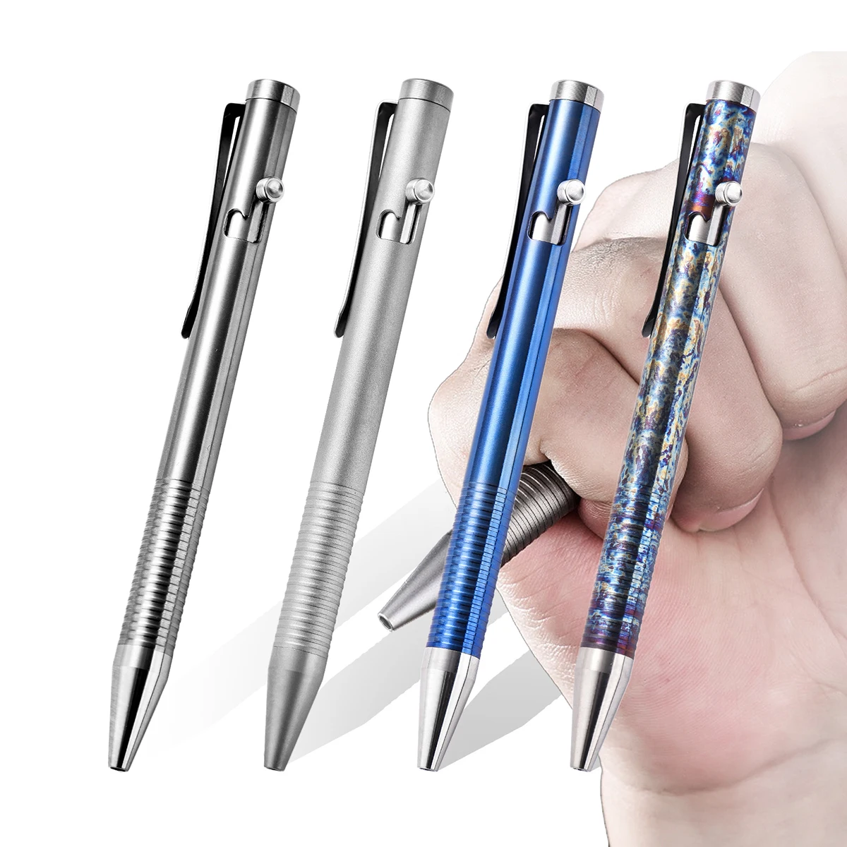 Caneta Tática tipo Parafuso de Liga de Titânio Tc4 para Homens e Mulheres Multifuncional Autodefesa Caneta Break Windows Signature Camping