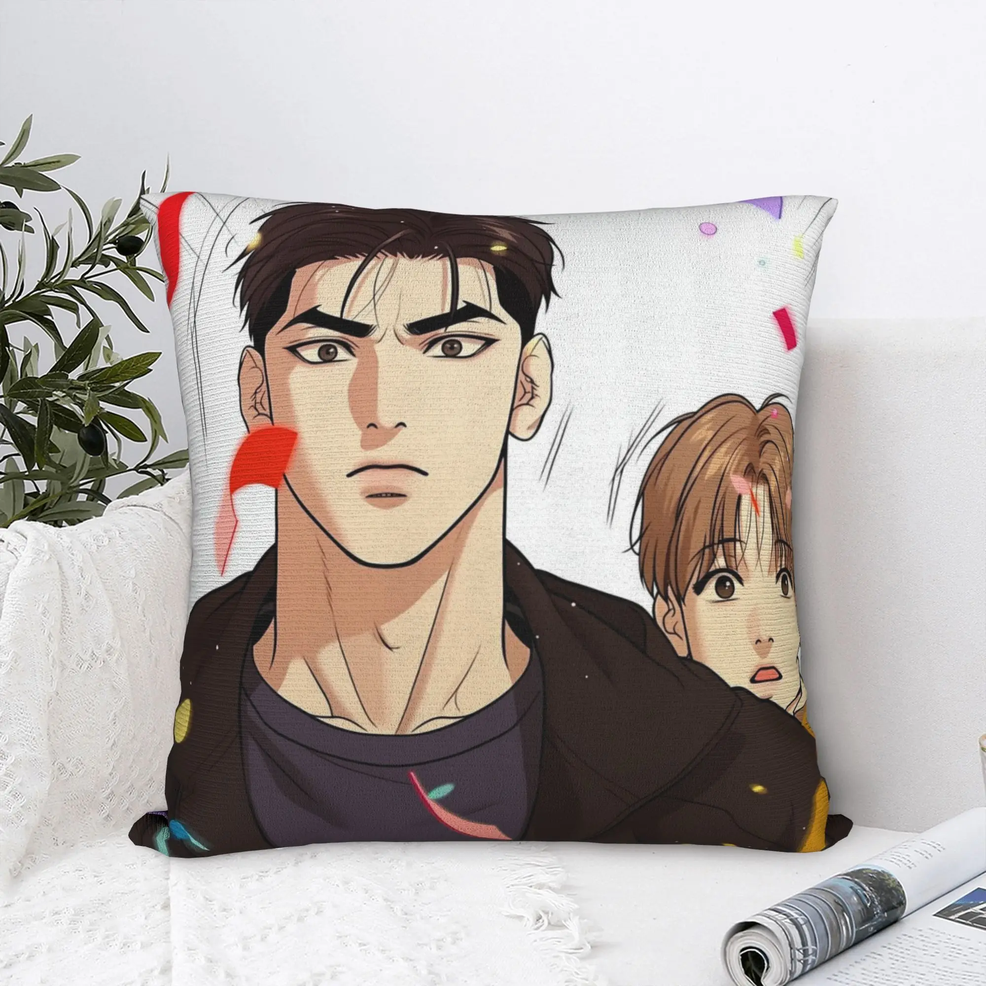 Bl Manhwa Jinx Joo Jaekyung   Pillow Case  Cushion Cover Polyester Graphic  Cover Kawaii Pillowcases For Sofa Home Decorative