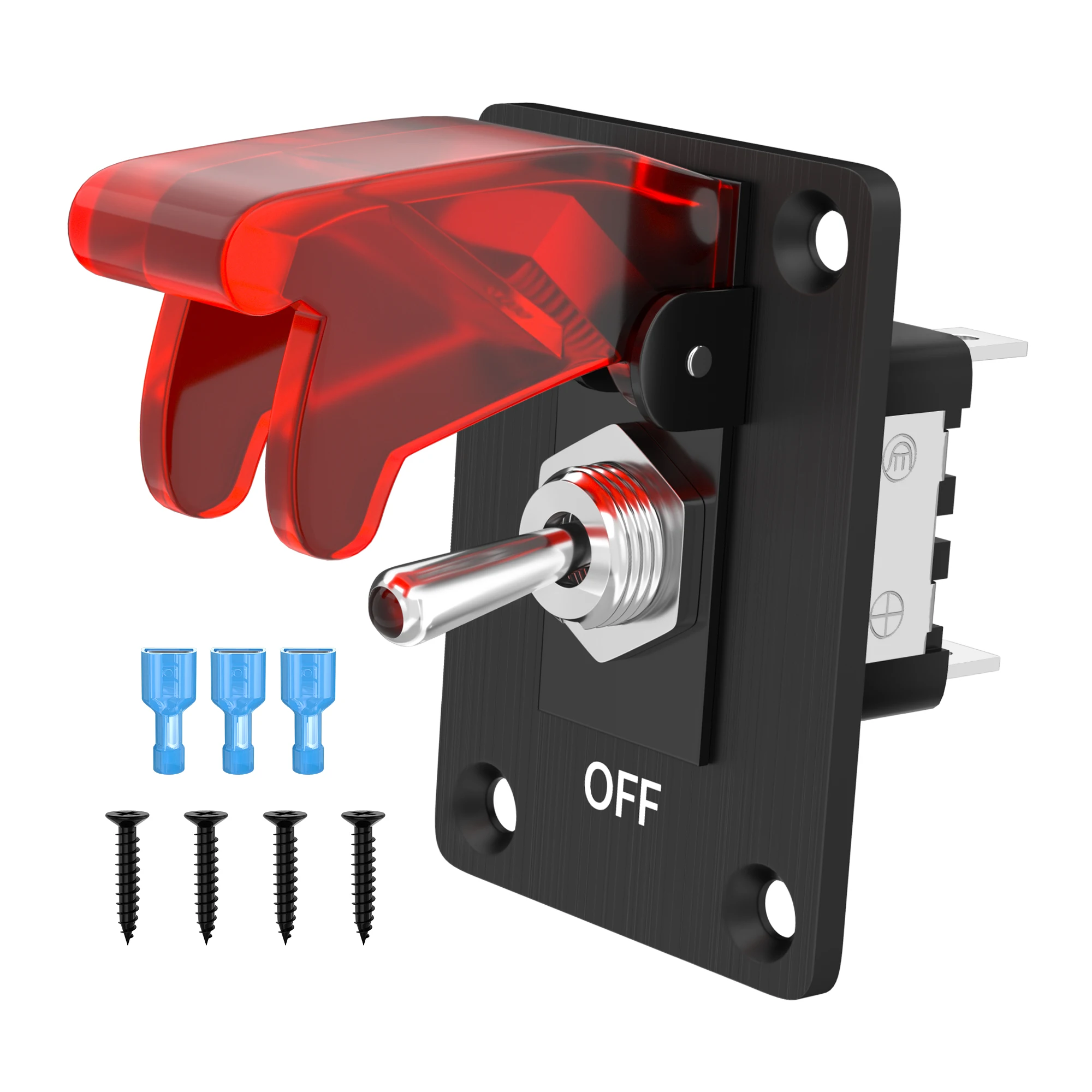 Toggle Switch 12V DC 20A Lighted Toggle Switch 3 Pin ON/Off SPST LED Illuminated with Mounting Panel Aircraft Safety Cover