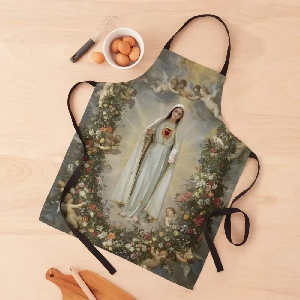 

Virgin Mary Immaculate Heart of Mary Mother of God Our Lady Apron for women with pocket Women Kitchen'S Apron