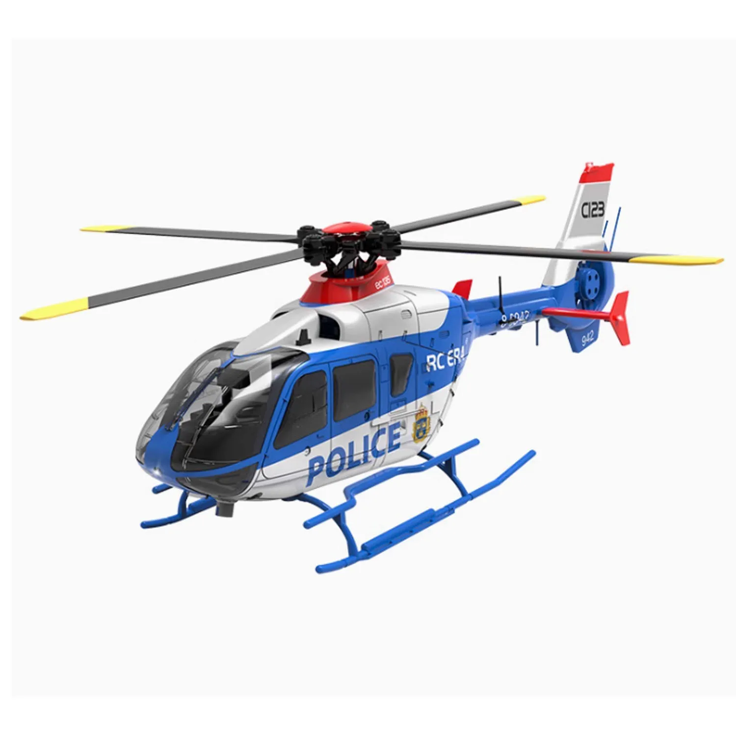 1/36 C123 RC Simulation EC135 Helicopter Single Paddle Aileron Free Dual Brushless Direct Drive 3D Aircraft Model Toy Adults view 3