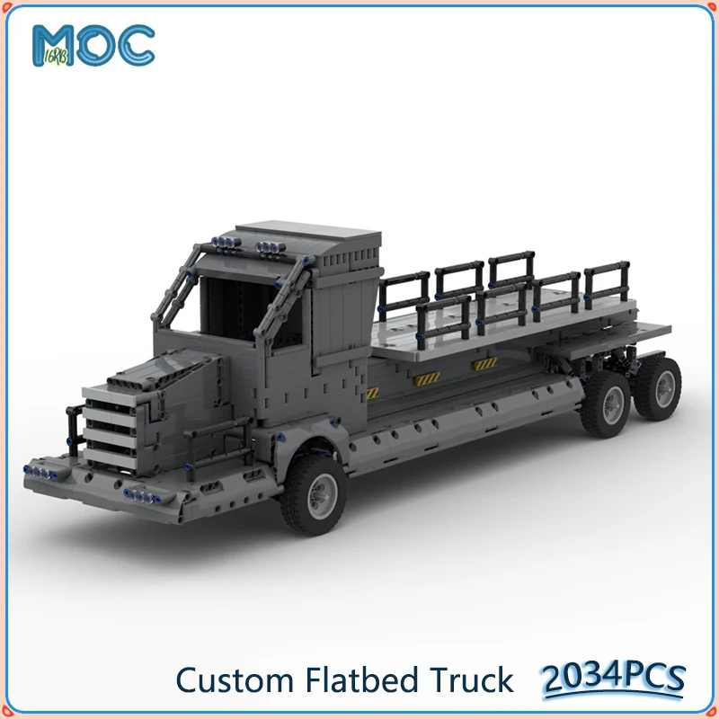 Custom Flatbed Truck Model MOC Building Blocks DIY Assemble Bricks Transportation Vehicle Collection Display Toys Gifts 2034PCS