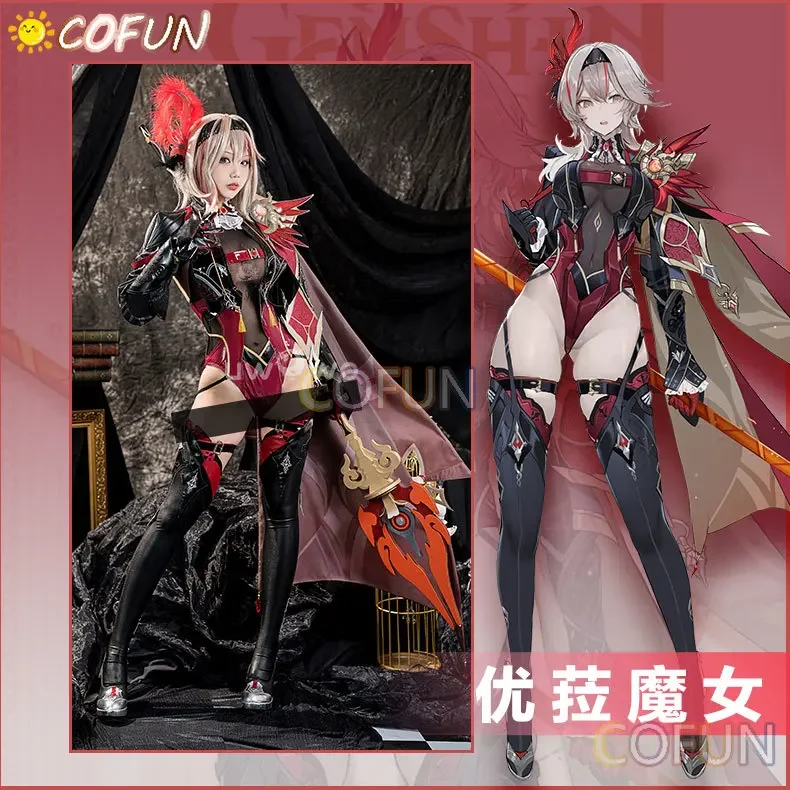 

COFUN Эксклюзивный Succubus Eula Косплей Genshin Impact Косплей Succubus Ver. Костюмы на Хэллоуин, размер S-3XL, игровой наряд, парик