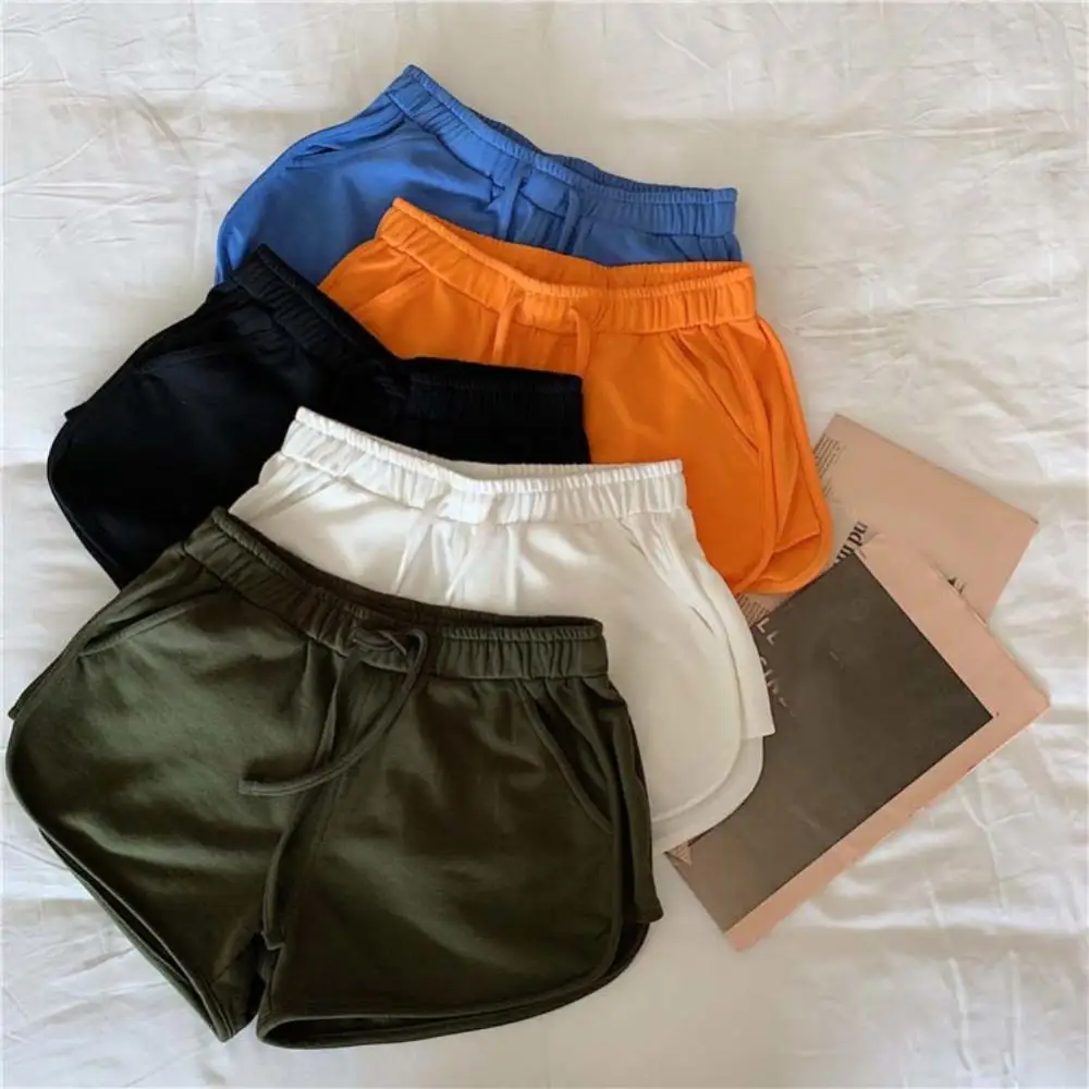 Drawstring Short High Waist Women Shorts Casual Solid Color Shorts Loose Pockets Running Shorts Home Running Shorts