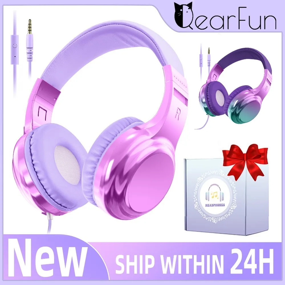 

Kids Wired Headphones for School 3.5mm Foldable With Microphone Adjustable Headphones For Pc Mp3 Mobile Headphones Girls Gifts