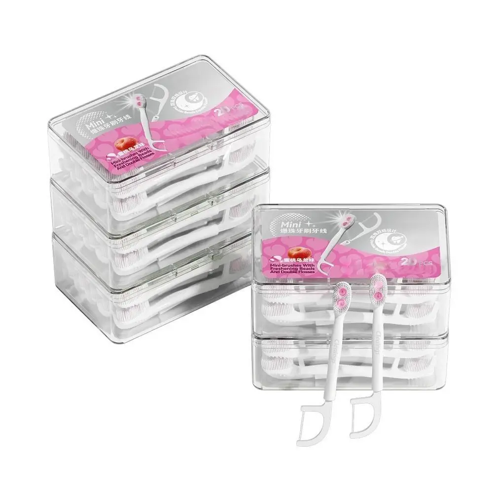 مع حبة منعشة فرشاة أسنان صغيرة للسفر العناية بصحة الفم فرشاة أسنان محمولة مسبقة الصقحة نكهة الخوخ للسفر #5