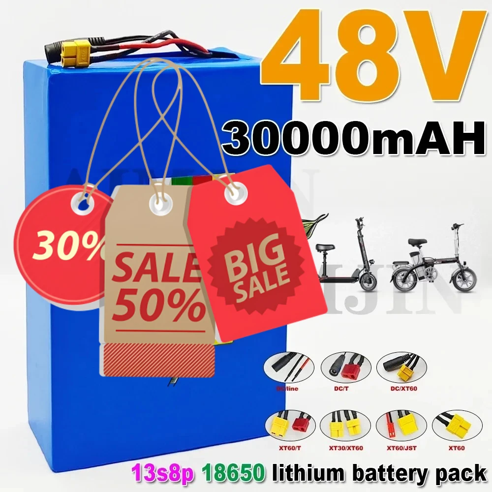 

48V Battery for Scooters, Bicycles Battery Built in BMS Lithium ion 30ah 13s8p battery pack 48V 30000MAh