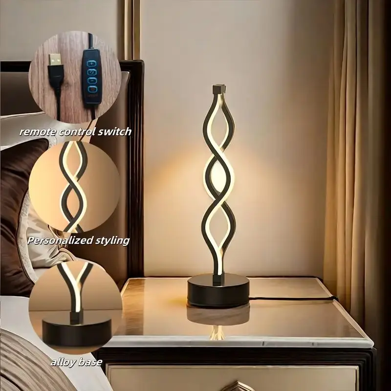Elegant Spiral Seaweed Desk Lamp Modern Nordic Style USB Powered Adjustable Brightness Suitable for Bedroom and Living Room