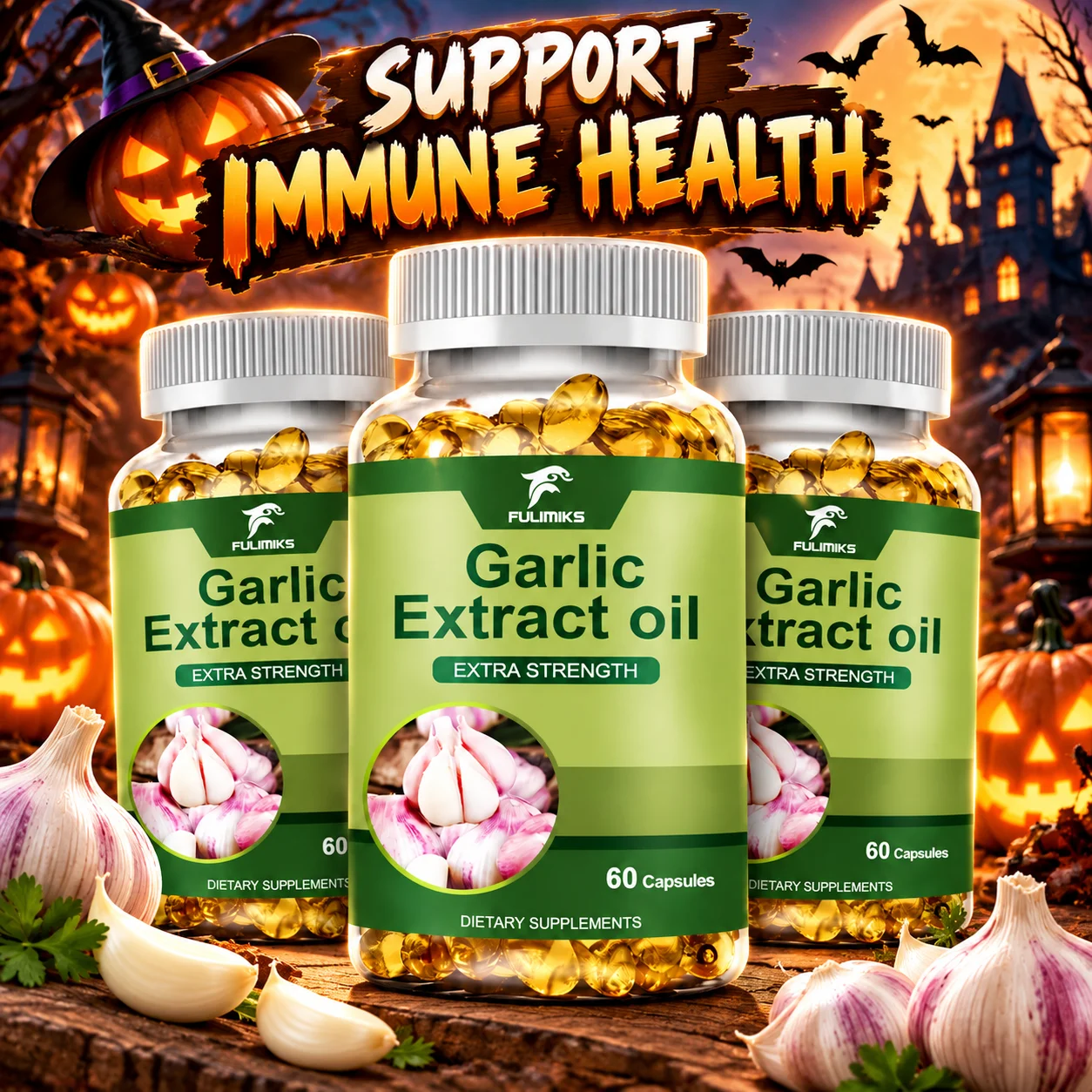 Odorless Aged Garlic Oil Softgels, 2 Years Aged Garlic, Grown Allium Sativum Bulb, Antioxidant, Premium Ingredient For Heart & Cardiovascular Health, Immune Support, Gift For Men And Women