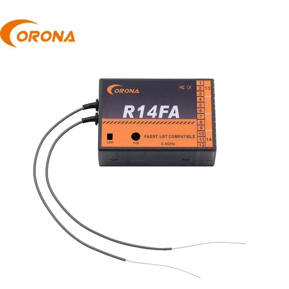 Corona R14FA 2,4 GHz 14CH Fasst kompatibler Empfänger 4,0 ~ 10 V Betriebsspannung mit FUTABA 14 sg 16sz 18 mz für Flugzeug-Smart-Roboter