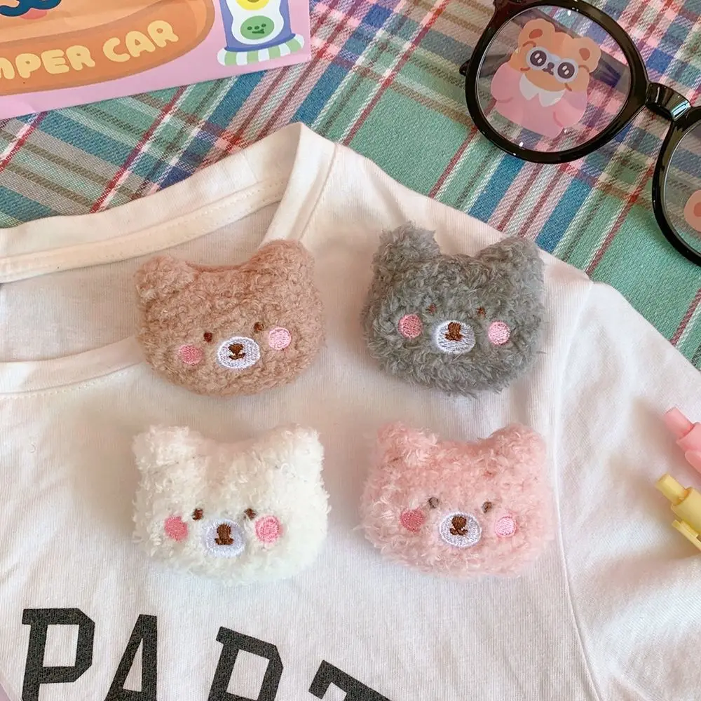 Lapel Pin Soft Plush Bear Brooch Cute Fluffy Animal Brooches Personality Handmade Clothes Badge Coat