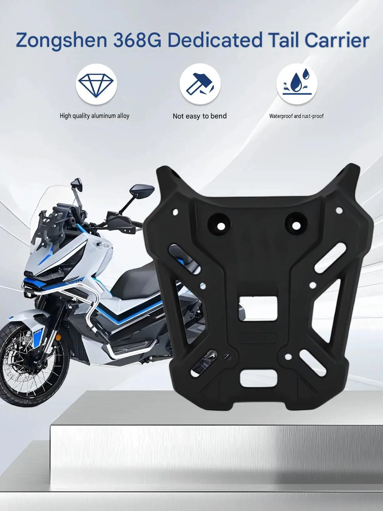 For ZONTES 368G Aluminum Alloy Rear Rack Rain & Rust Resistant Solid Structure For Storage Box Installation Mod Accessories