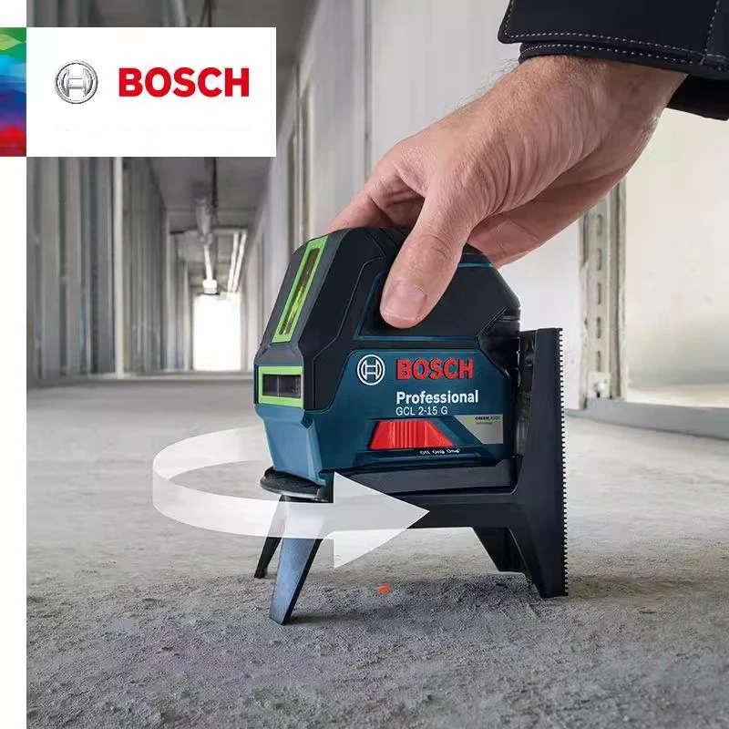 Bosch Professional GCL 2-15 G Green Laser Level High Precision Cross Line Laser Self-Leveling Optical Instrument w Rotating Base