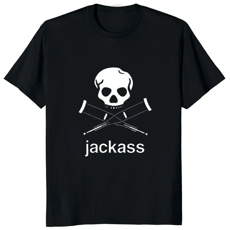 Loose Soft Tees Casual Fashion Jackass Logo Skull Graphic Printed Mens T Shirts Comfortable Streetwear Harajuku Tshirt clothing