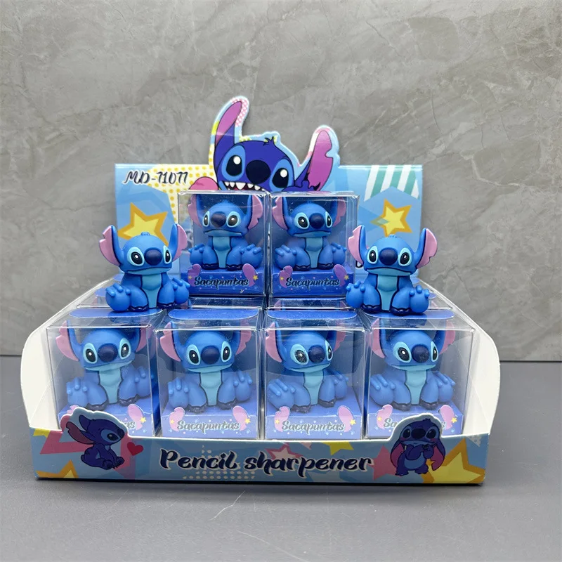 Disney 16pcs Lilo And Stitch Pencil Sharpener Anime Cute Pvc Dolls Student Cartoon Single Hole Pencil Sharpener Pencil Sharpener