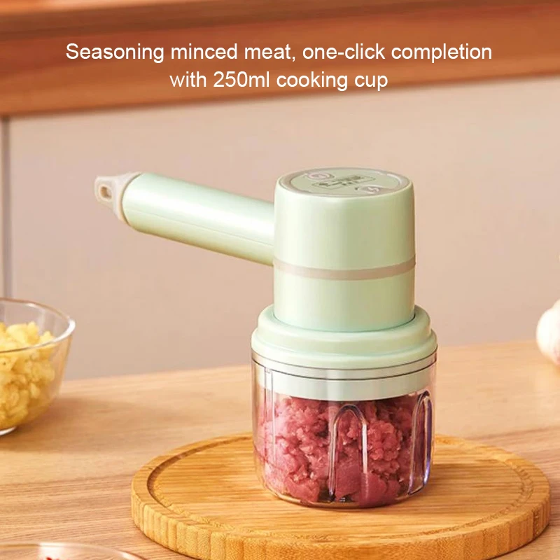 Bezprzewodowy elektryczny rozdrabniacz czosnku Masher trzepaczka do jajek 3-kontrola prędkości z 2 mieszadłami kuchnia ręczny spieniacz USB 2 w 1