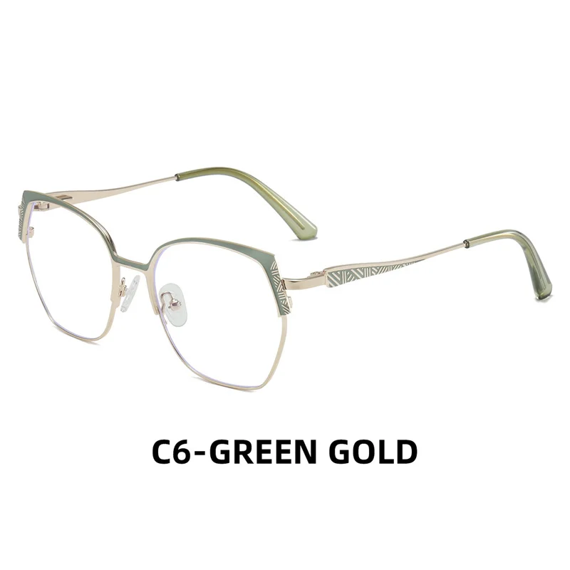 Fashion Brand Design Eyebrows Alloy Frame Photochromic Amblyopia Anti Blue Ray Women Sunglasses Hyperopia Prescription Glasses