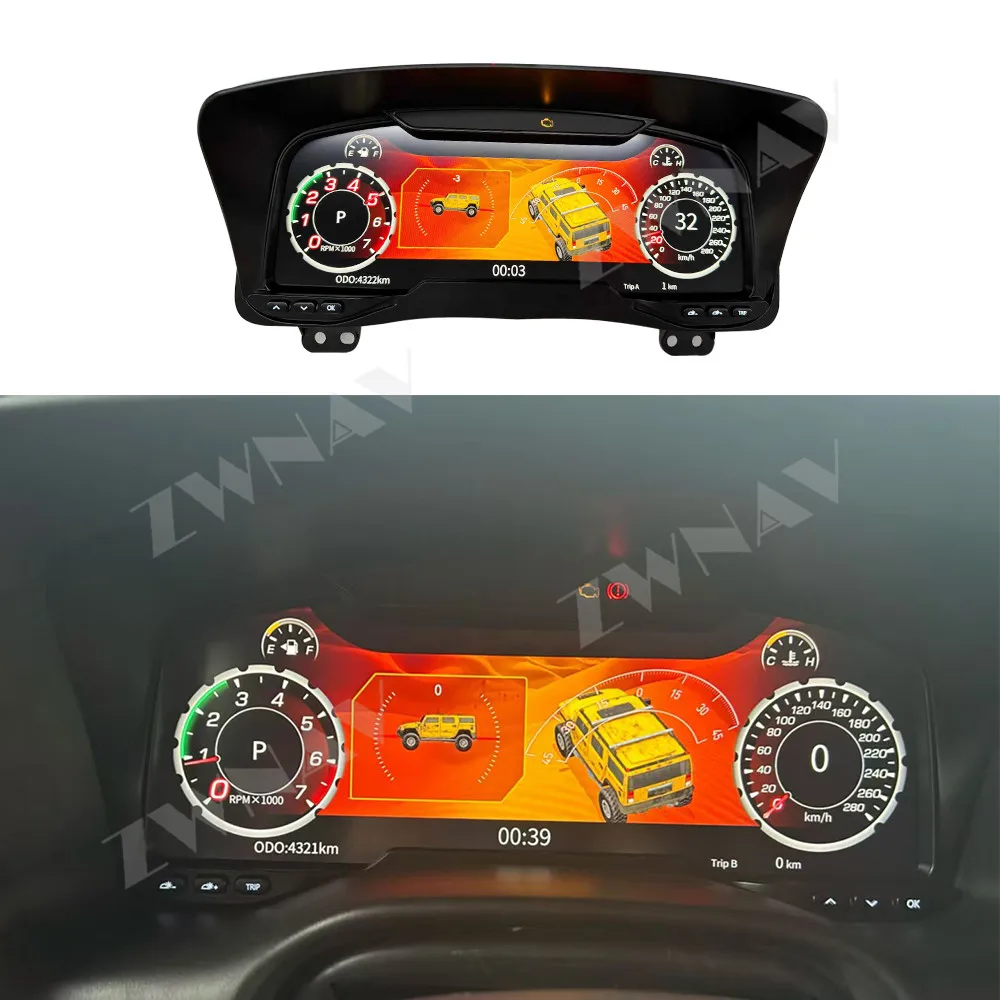 12.3 Inch Upgrade Dashboard For Hummer H3 2005-2010 LCD Instrument Panel Virtual Driving Display Full LCD Screen Plug-play
