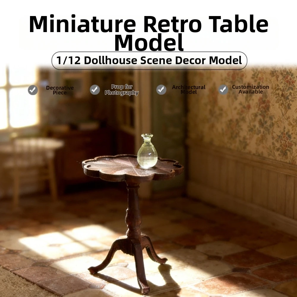 1:12 Vintage Miniature Mini Furniture Multifunction 3Styles Outdoor Table Model Food Play Retro Round Table