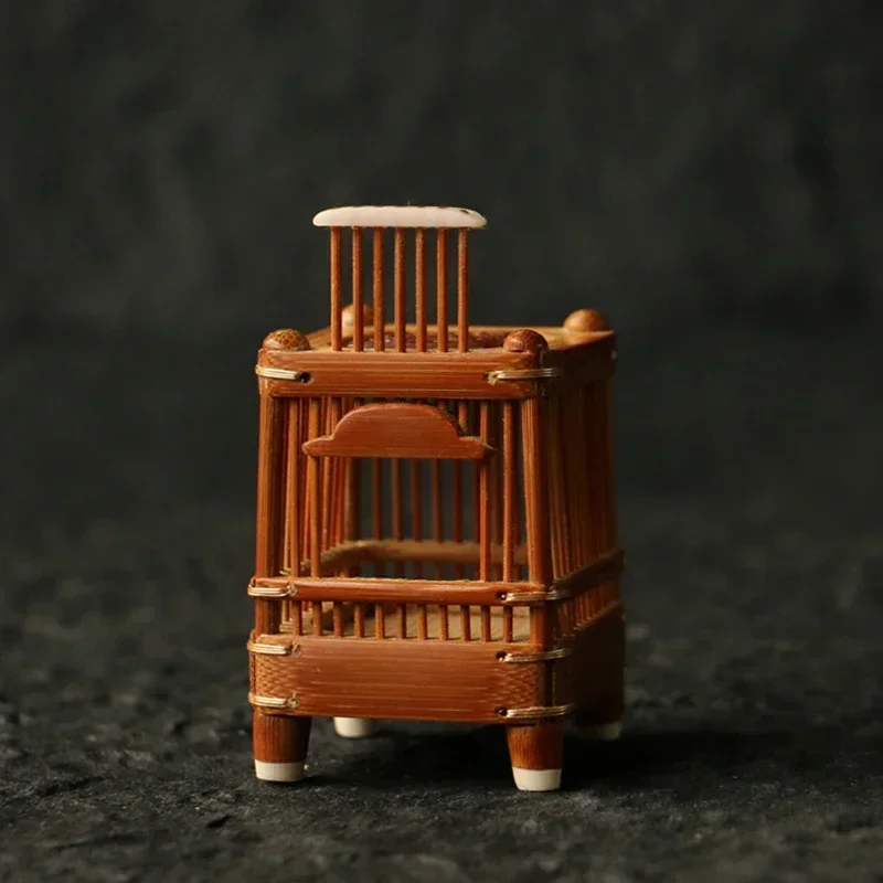 Handmade Square Golden Bell Singing Insects Cage Mini Bamboo Cage Box