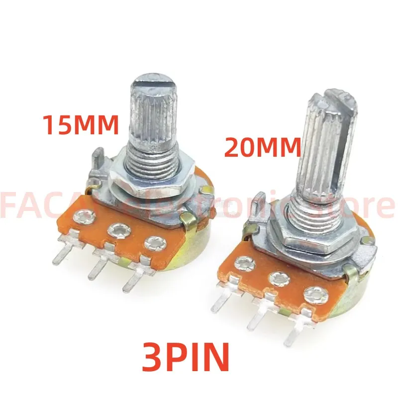 5pcs/lot WH148 Potentiometer Single Linear with knobs 1K 2K 5K 10K 20K 50K 100K 250K 500K 1M