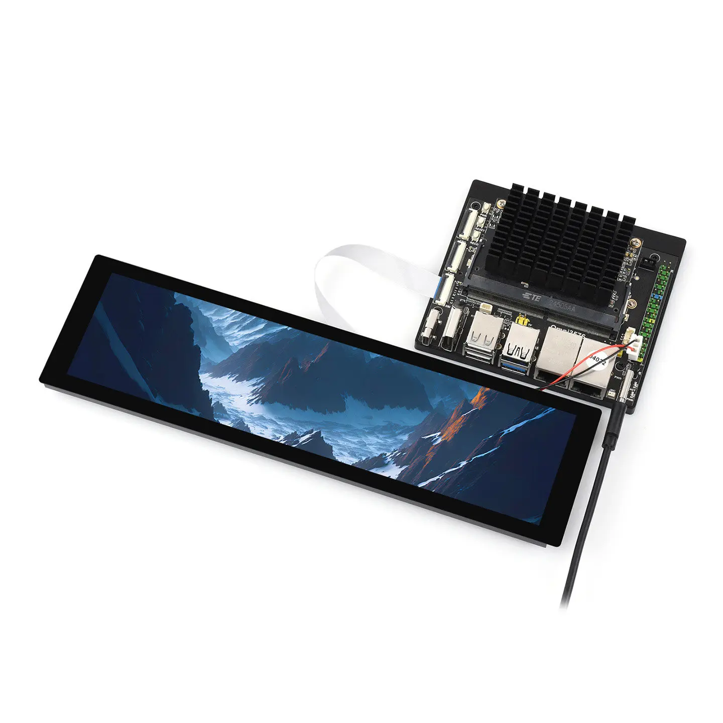 Waveshare 8.8-inch DSI Capacitive Touch Bar IPS LCD Screen, Adjustable Brightness, for Raspberry Pi / Luckfox