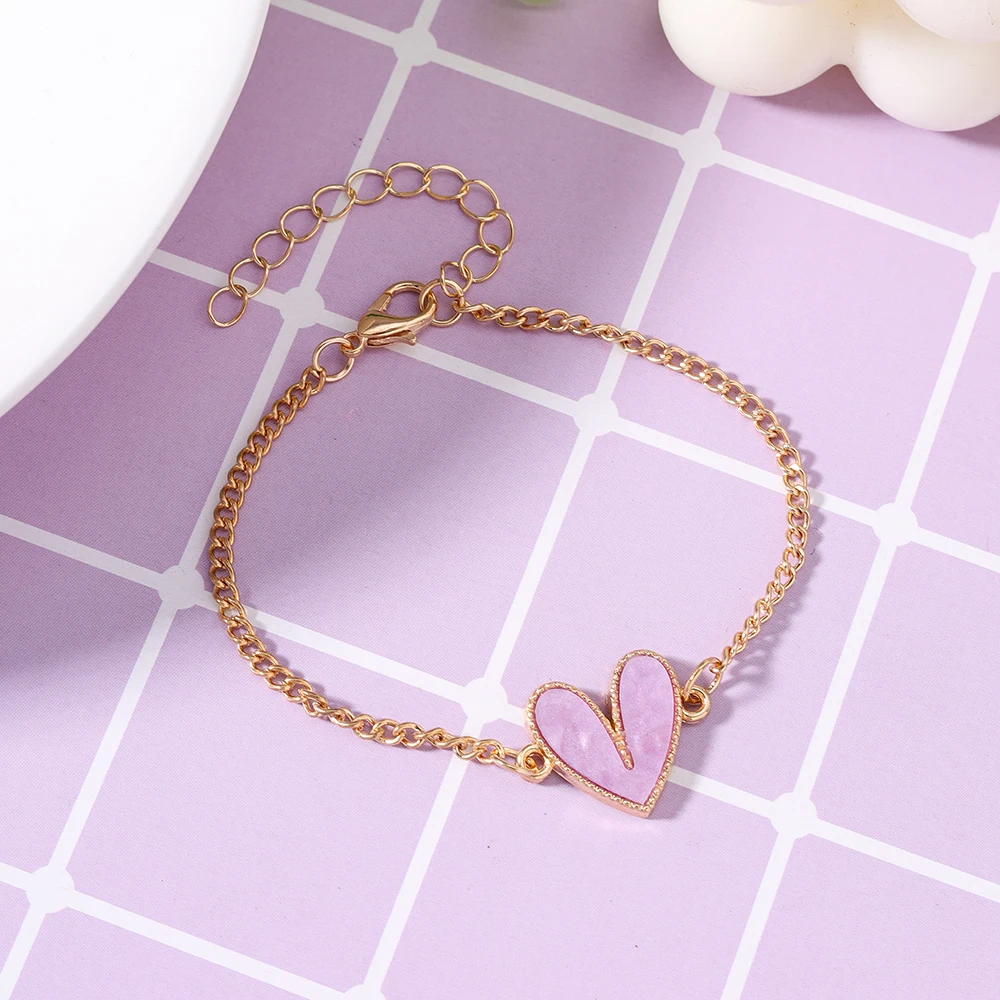 Aihua 10 Farben Modisches Neues Design Vergoldetes Herz-Armband für Frauen und Mädchen Süße Herz-Schmuckgeschenke – Detail 7