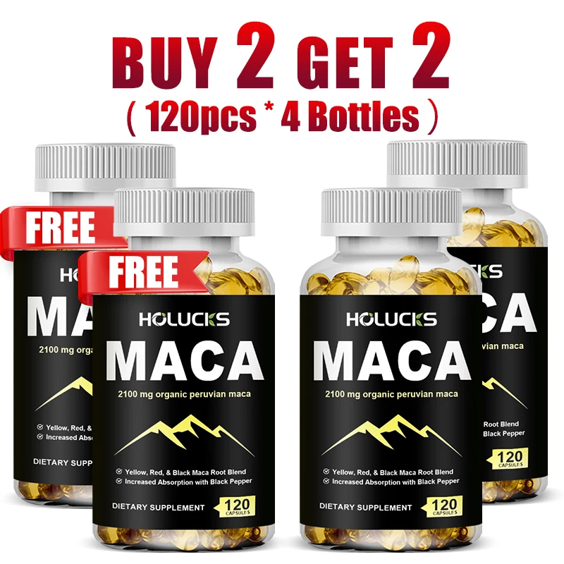 Maca Root Capsules Energy, Endurance, Muscle Strength and Performance Made with Black Maca Supplements