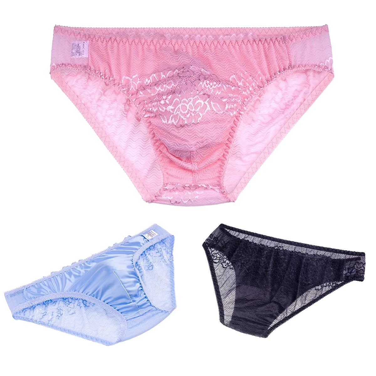 Sexy Men Soft Smooth Transparent Lace Stretch Briefs Comfortable Breathable U-shaped Convex Triangle Pants Underwear Underpants