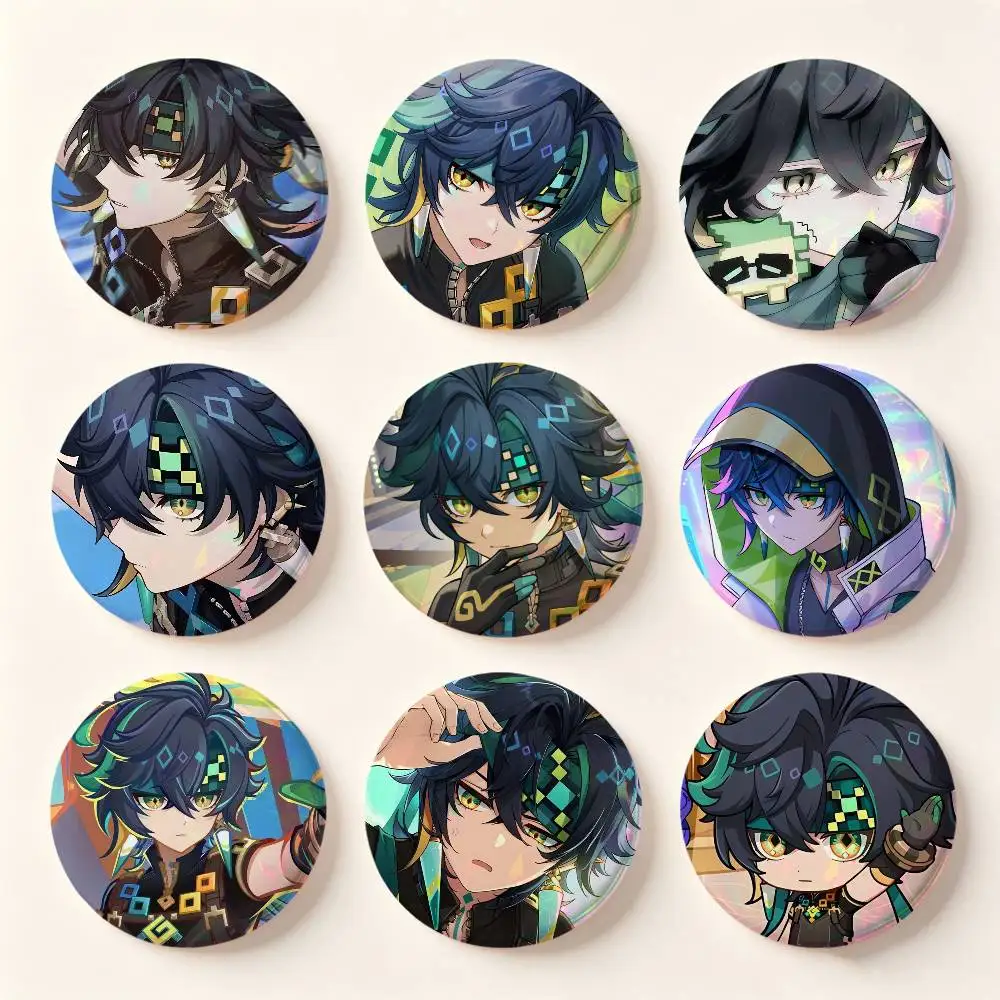 Kinich Genshin Impact Badges 25 32 44 58 75 Mm Round Cosplay Pin Bag Decor Fans Collect Friends Gifts Brooch Souvenir