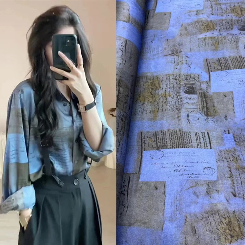 

Fashion New European Silk Shirt Fabric Classic Design Dress Skirt Suit Breathable Elastic Twill Post Sewing Fabric Decoracion